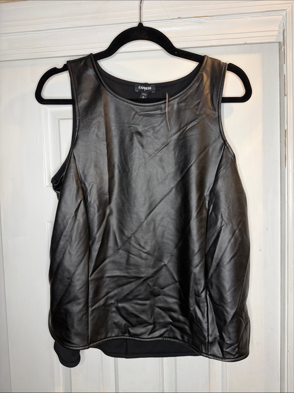 Express Black Faux Leather Tank